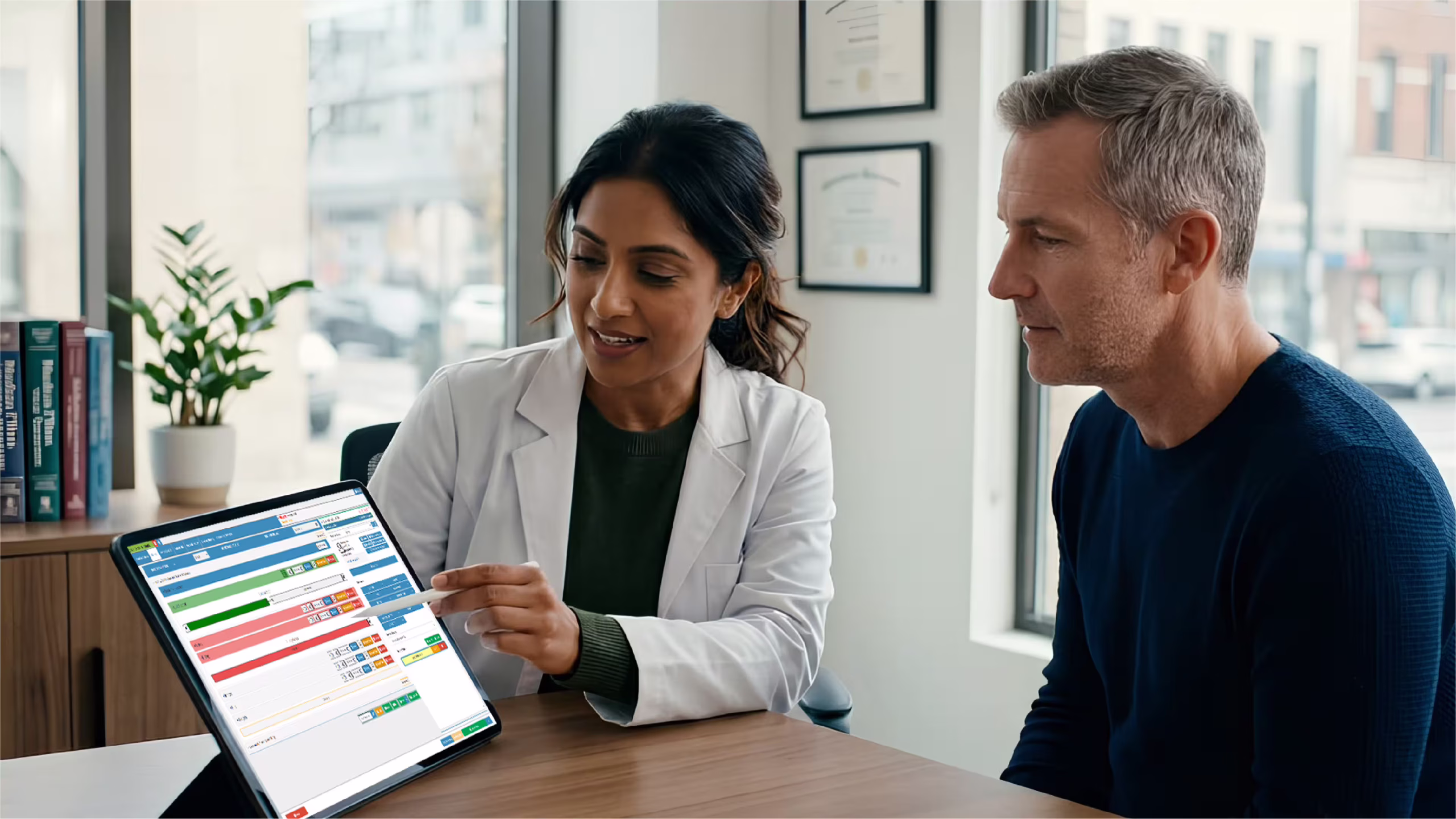 Doctor in New Zealand clinic using software for patient care and records