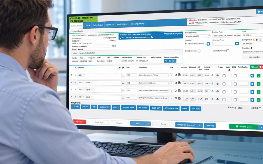 Medical claims processing software dashboard for healthcare practices