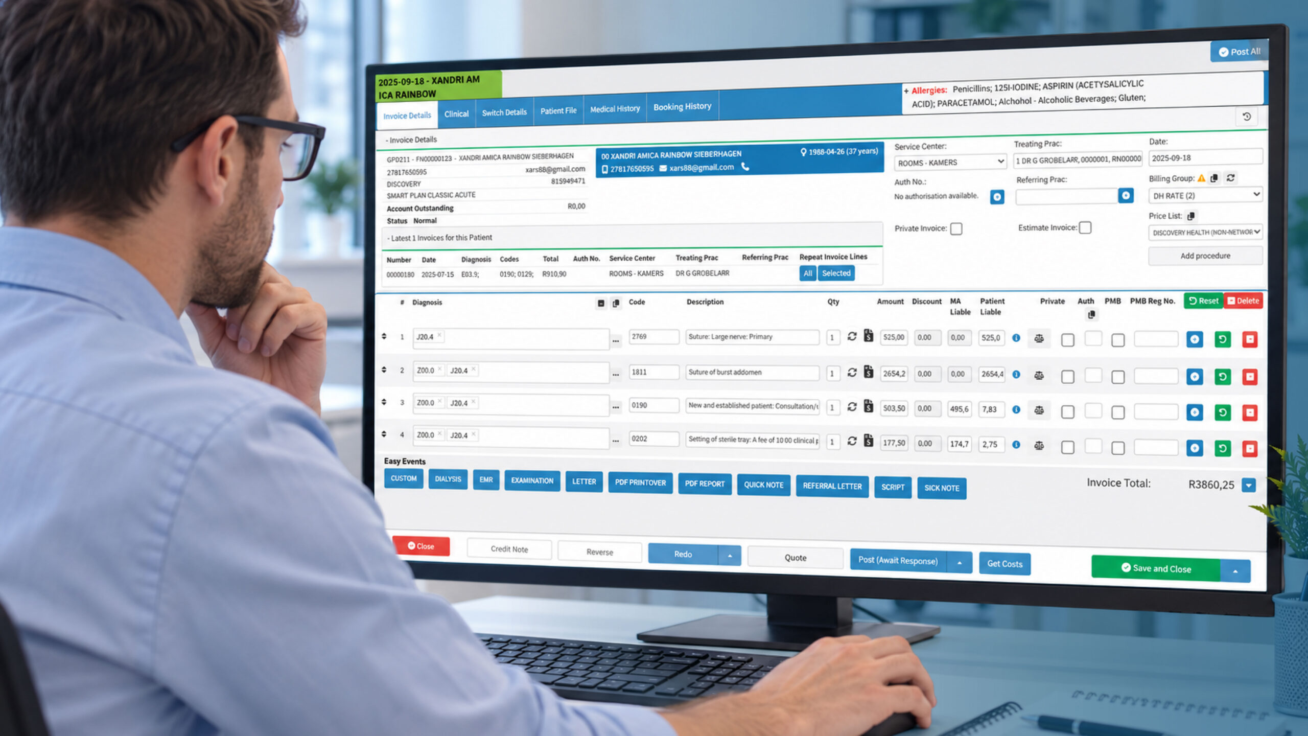 Medical claims processing software dashboard for healthcare practices